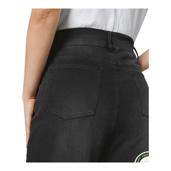 Halara Flex High Waisted Casual Boyfriend Jeans Large Black Straight Leg Pockets - Picture 2 of 10